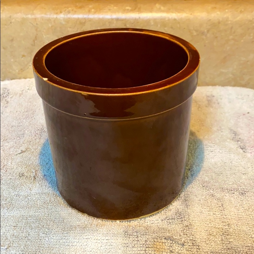 Vintage Brown Cheese Butter Crock